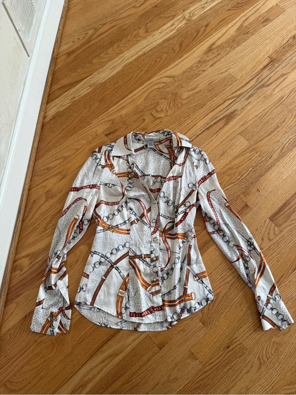 Vintage Y2K cache work blouse sexy silk blouse